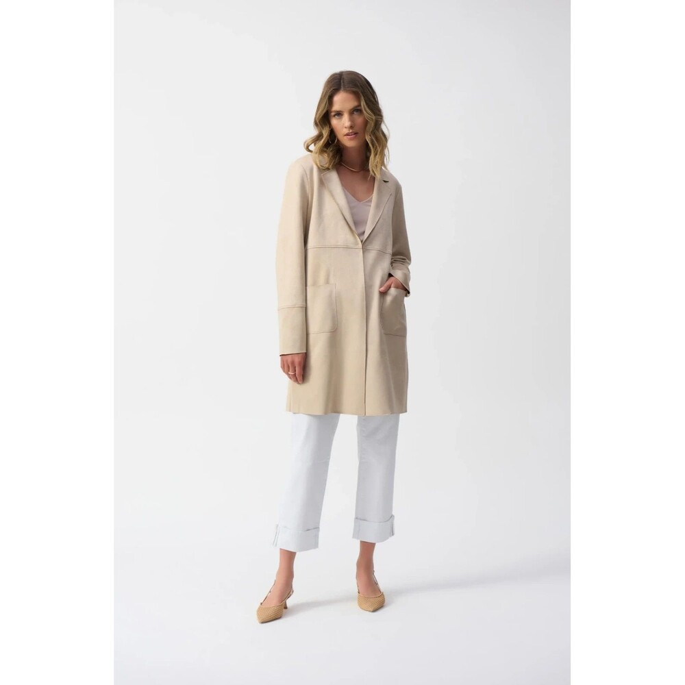Joseph Ribkoff NWT Scuba Suede Straight Jacket Parchment Size Medium